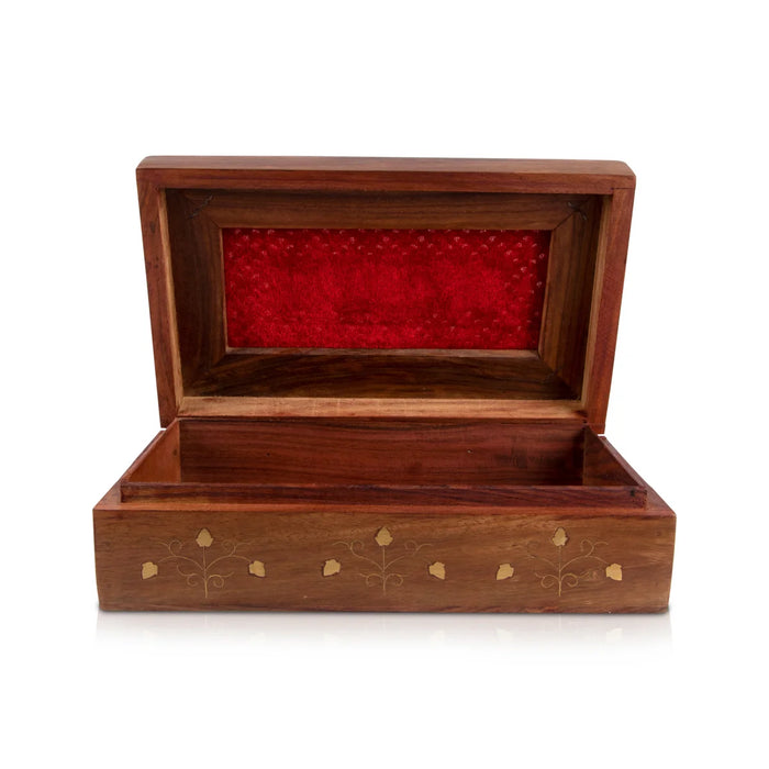 Jewel Box - 3 x 10 Inches | Jali box/ Elephant Inlaid Design/ Brass Box for Home - Handicraft Items