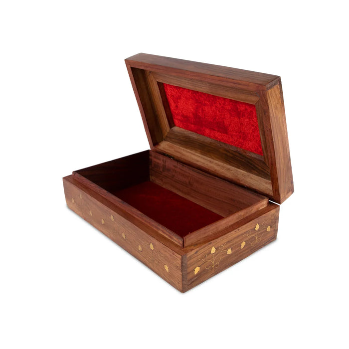 Jewel Box - 3 x 10 Inches | Jali box/ Elephant Inlaid Design/ Brass Box for Home - Handicraft Items