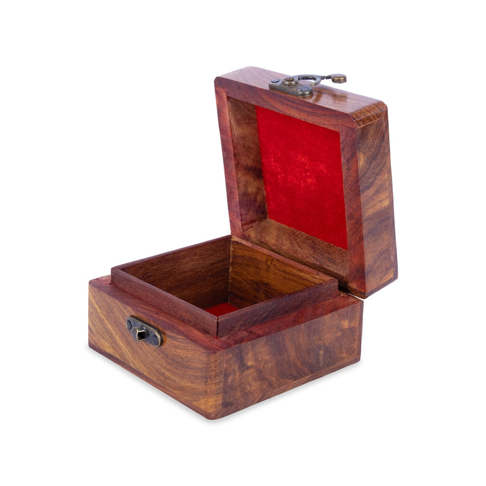 Jewel Box - 2.5 x 4 Inches | Storage Box/ Elephant Inlaid Design Box/ Wooden Container for Women