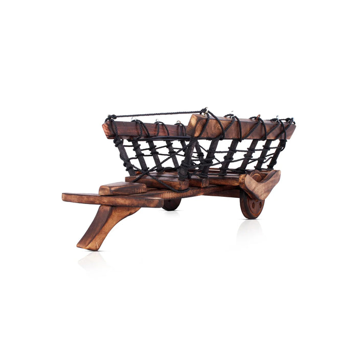 Wooden Cart - 6.5 x 15 Inches | Bottle Shaped Wooden Cart/ Decorative Bogey Cart for Home