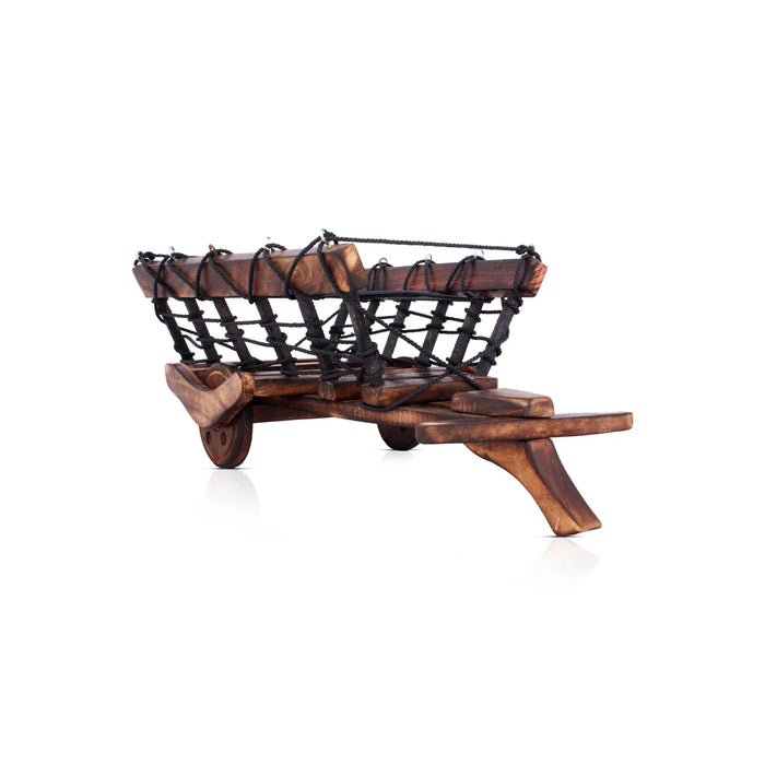 Wooden Cart - 6.5 x 15 Inches | Bottle Shaped Wooden Cart/ Decorative Bogey Cart for Home