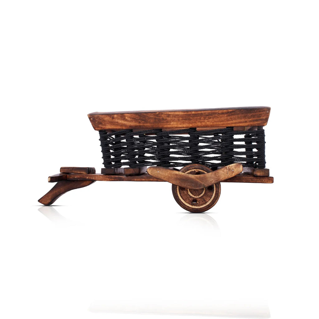 Wooden Cart - 7 x 15 Inches | Fruit Basket Wooden Cart/ Decorative Bogey Cart for Home