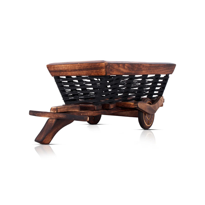 Wooden Cart - 7 x 15 Inches | Fruit Basket Wooden Cart/ Decorative Bogey Cart for Home