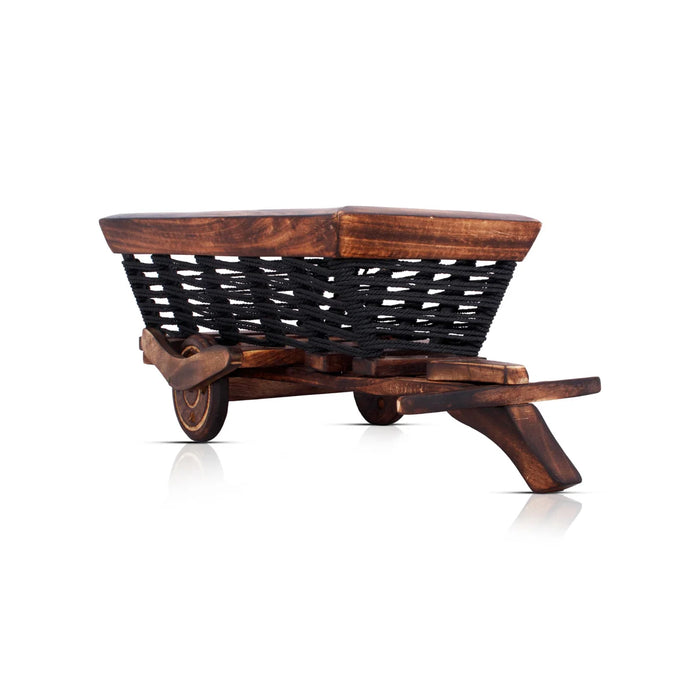 Wooden Cart - 7 x 15 Inches | Fruit Basket Wooden Cart/ Decorative Bogey Cart for Home