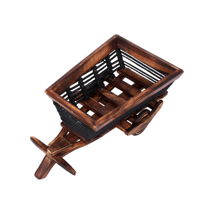 Wooden Cart - 7 x 15 Inches | Fruit Basket Wooden Cart/ Decorative Bogey Cart for Home