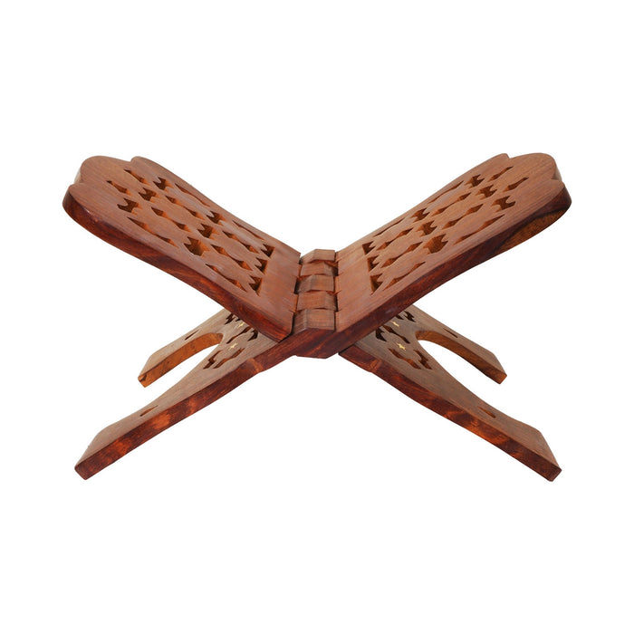 Wooden Book Stand - 8 x 15 Inches | Star & Jali Design Book Holder Stand/ Rehal/ Book Display Stand for Reading - Book Stand
