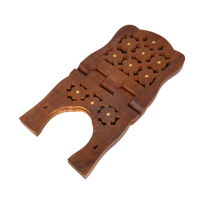 Wooden Book Stand - 8 x 15 Inches | Star & Jali Design Book Holder Stand/ Rehal/ Book Display Stand for Reading - Book Stand