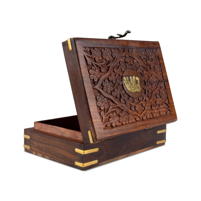 Jewel Box - 2 x 7 Inches | Jali box/ Elephant Inlaid Design/ Wooden Box for Home