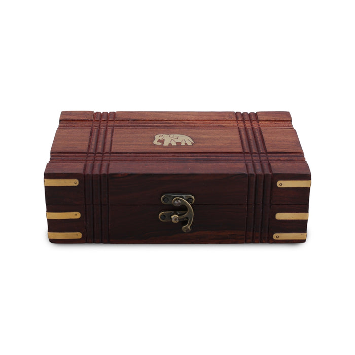 Box Cutter work with lock- 5 x 8 Inches |Wood Elephant Inlaid Design Storage Box/ Jewel Box for Women & Gifting - Handicraft Items