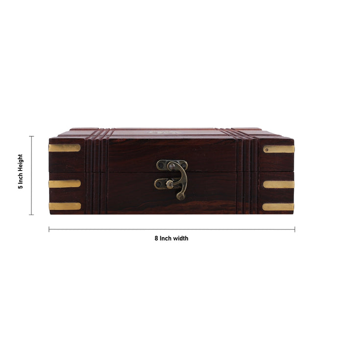 Box Cutter work with lock- 5 x 8 Inches |Wood Elephant Inlaid Design Storage Box/ Jewel Box for Women & Gifting - Handicraft Items