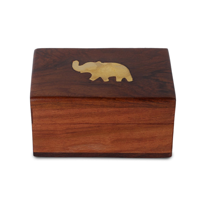 Jewel Box - 2 x 3 inches | Storage Box / Elephant Design Box / Wooden Container for Women - Handicraft Items