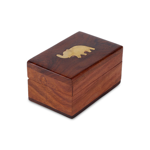 Jewel Box - 2 x 3 inches | Storage Box / Elephant Design Box / Wooden Container for Women - Handicraft Items