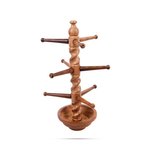 Wooden Bangle Stand With Base - 13 x 7 Inches | Chudi Stand/ Bangle Holder/ Bangle Display Stand for Women - Table Stand Accessories