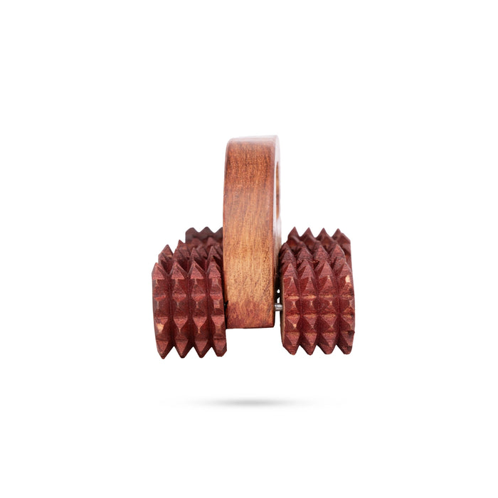 Wooden Hand 10 Wheel Massager - 3 x 4.5 Inches | Hand Massager/ Hand Roller/ Wooden Massager for Pain Relief - Massage Accessories