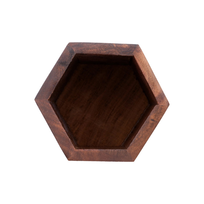 Wooden Pen Stand - 4 x 3 Inches | Brass Design Pen Holder/ Wooden Pen Organizer for Desk - Table Stand Accessories