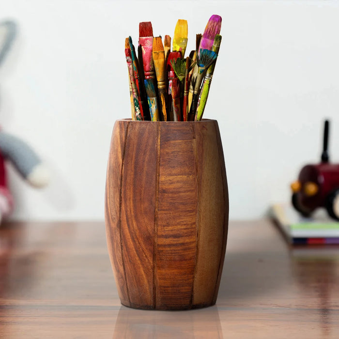 Pen Stand - 4.5 x 2.5 Inches | Wooden Pen Organizer/ Pen Holder for Desk