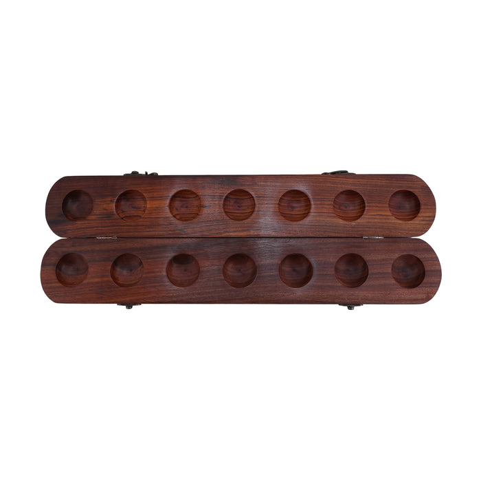 Pallanguzhi Carved With Double Lock - 3 x 18 Inches | Wooden Pallanguli / Pallanguli Game for Children - Traditional Games & Toys