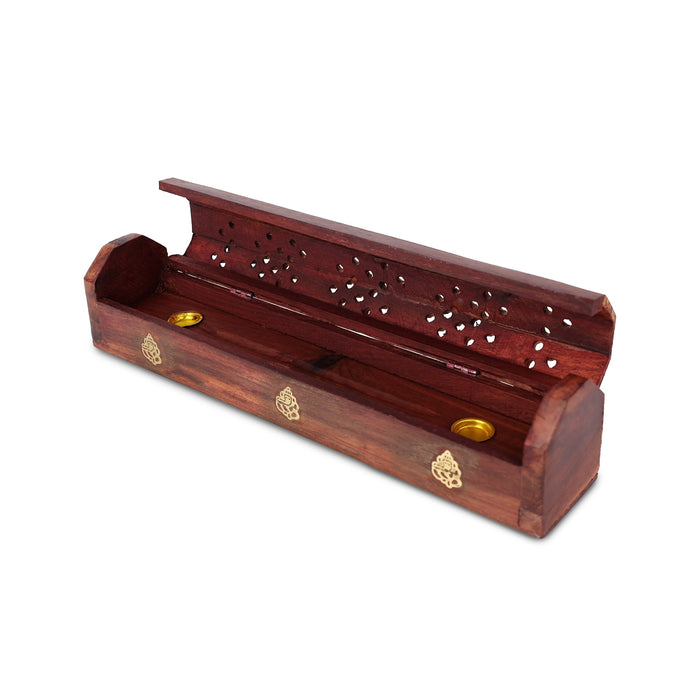 Agarbathi Box - 12 x 2.25 inches | lord ganesha design / wooden Incense box/ Dhoop sticks Holder - Agarbathi Stand