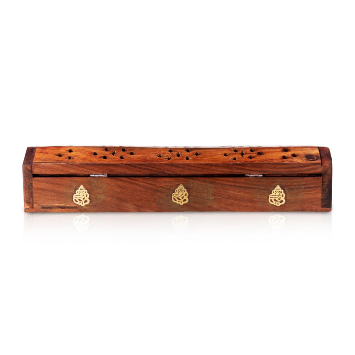 Agarbathi Box - 12 x 2.25 inches | lord ganesha design / wooden Incense box/ Dhoop sticks Holder - Agarbathi Stand