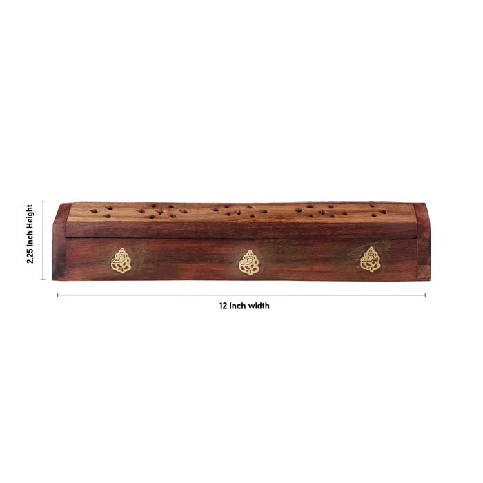 Agarbathi Box - 12 x 2.25 inches | lord ganesha design / wooden Incense box/ Dhoop sticks Holder - Agarbathi Stand