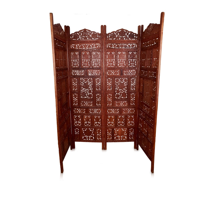 Partition Screen - 72 x 80 Inches | 4 Panel / Wooden Angoori Design/ Decorative Folding Screen for Home Decor - House Hold