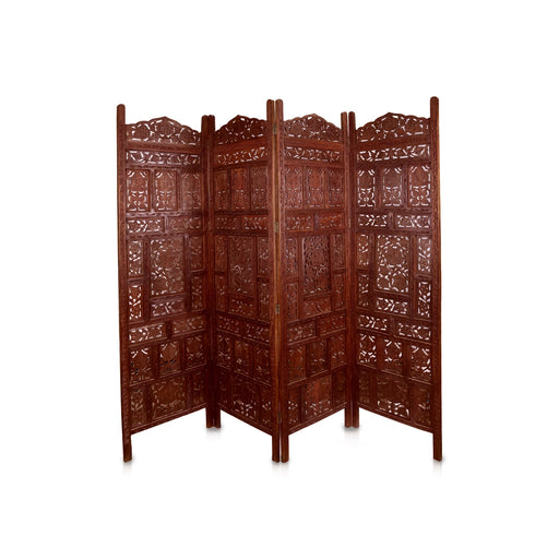 Partition Screen - 72 x 80 Inches | 4 Panel / Wooden Angoori Design/ Decorative Folding Screen for Home Decor - House Hold