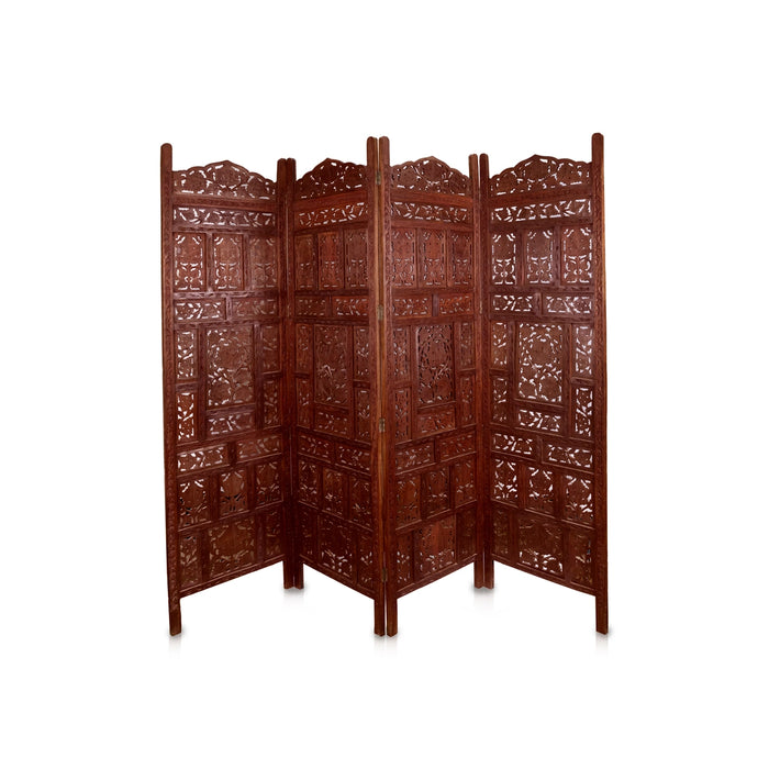 Partition Screen - 72 x 80 Inches | 4 Panel / Wooden Angoori Design/ Decorative Folding Screen for Home Decor - House Hold