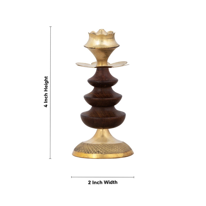 Agarbathi Stand - 4 x 2 Inches | Wooden Agarbatti Holder/ Lotus Design Incense Stick Holder for Pooja