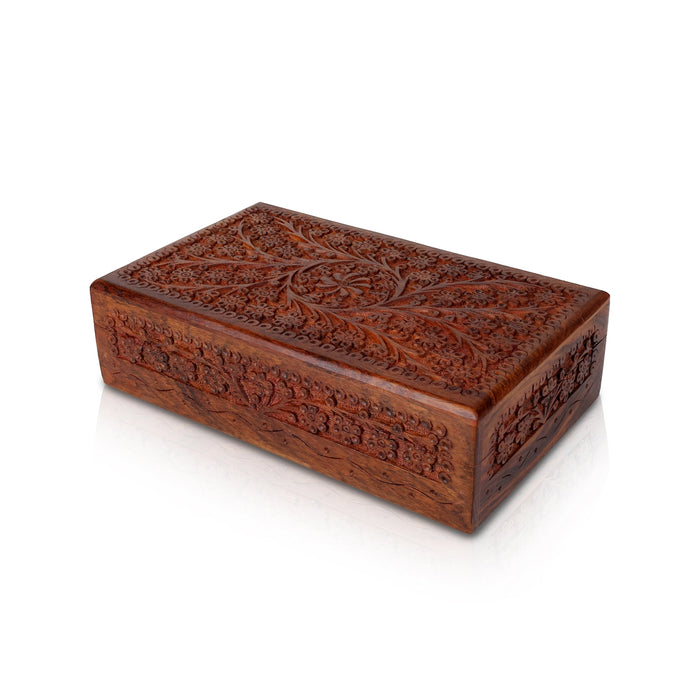 Jewel Box -5.75 x 10 inches | Storage Box/ Kashmiri Design Wooden Box/ Wooden Container for Women - Handicraft Items