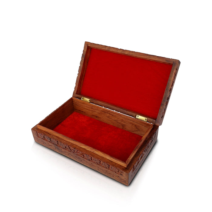 Jewel Box -5.75 x 10 inches | Storage Box/ Kashmiri Design Wooden Box/ Wooden Container for Women - Handicraft Items