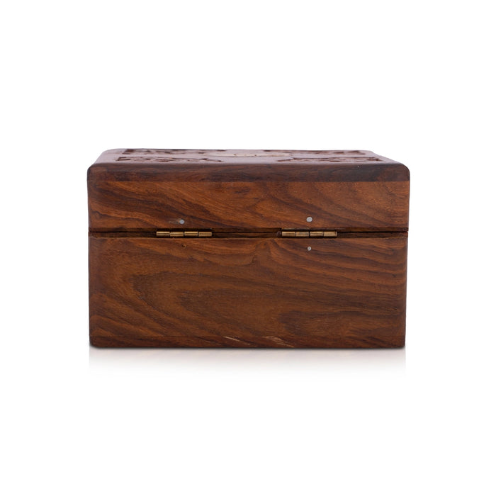 Jewel Box - 4 x 4 Inches | Elephant Inlaid Design Storage Box/ Wooden Box for Women