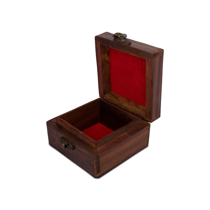 Jewel Box - 4 x 4 Inches | Elephant Inlaid Design Storage Box/ Wooden Box for Women