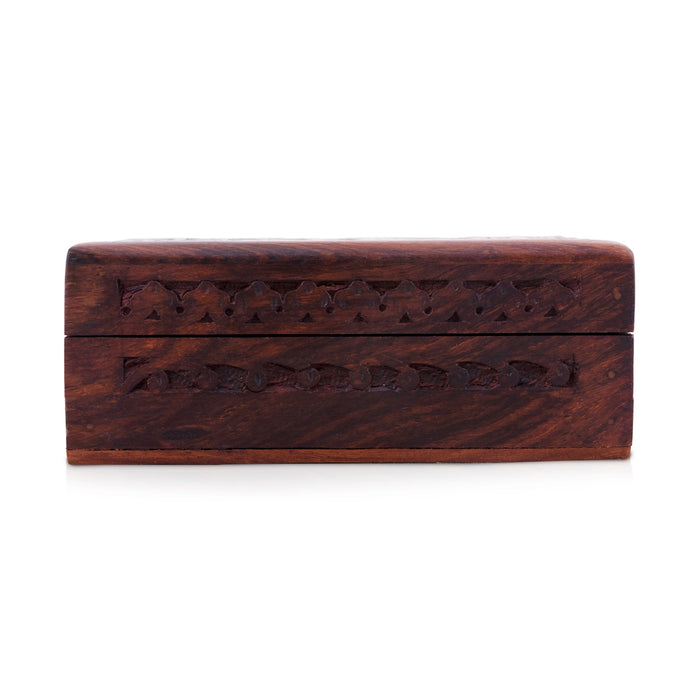 Jewel Box - 2 x 6 Inches | Hand Carved Storage Box/ Wooden Box With Trick Lock for Women - Handicraft Items