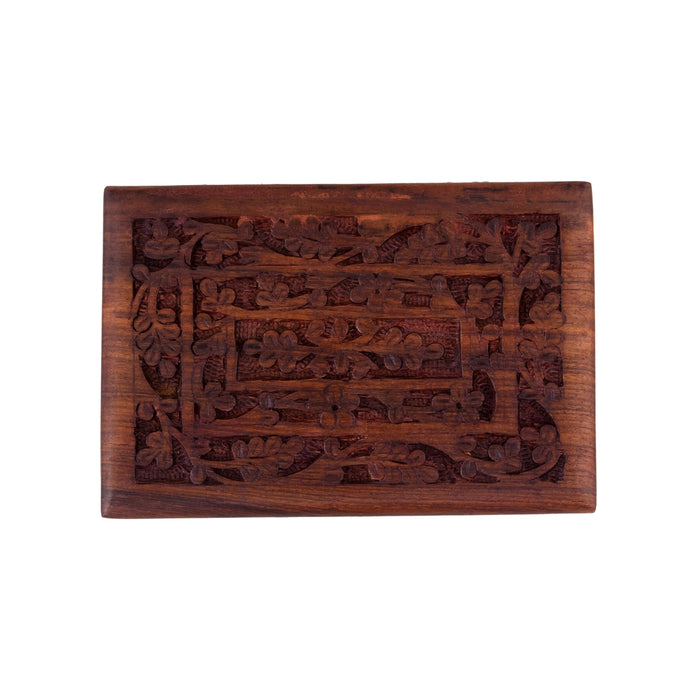 Jewel Box - 2 x 6 Inches | Hand Carved Storage Box/ Wooden Box With Trick Lock for Women - Handicraft Items
