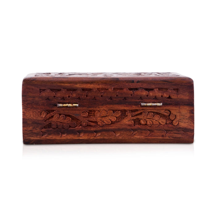 Jewel Box - 2 x 6 Inches | Hand Carved Storage Box/ Wooden Box With Trick Lock for Women - Handicraft Items