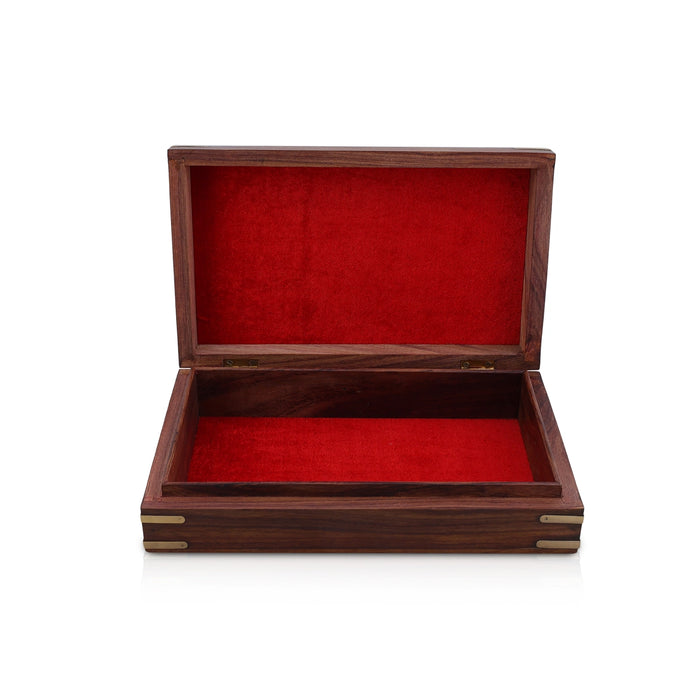 Box with Diamond work - 5 x 8 Inches | Diamond Shape Design Storage Box/ Wooden Jewel Box for Women & Gifting - Handicraft Items