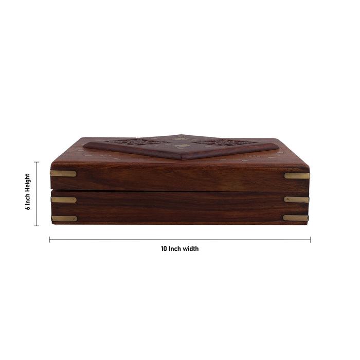 Box with Diamond work - 5 x 8 Inches | Diamond Shape Design Storage Box/ Wooden Jewel Box for Women & Gifting - Handicraft Items