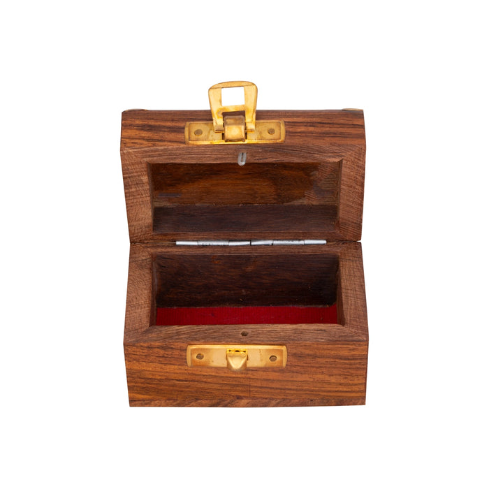 Jewel Box - 2 x 3 Inches | Half Round Shape Storage Box/ Elephant Inlaid Design Wooden Box for Women/ 100 Gms - Handicraft Items