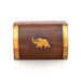 Jewel Box - 2 x 3 Inches | Half Round Shape Storage Box/ Elephant Inlaid Design Wooden Box for Women/ 100 Gms - Handicraft Items