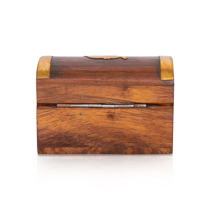 Jewel Box - 2 x 3 Inches | Half Round Shape Storage Box/ Elephant Inlaid Design Wooden Box for Women/ 100 Gms - Handicraft Items