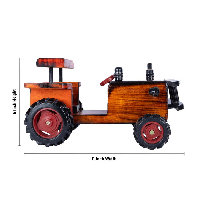 Wooden Tractor - 5 x 11 Inches | Wooden Tractor Toy / Farm Vehicle Toy for Kids & Home Decor