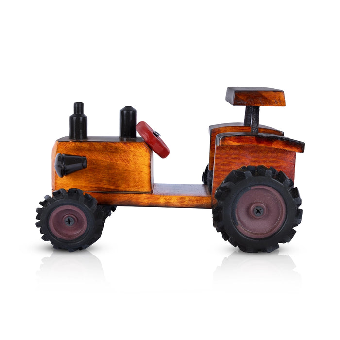 Wooden Toy Tractor - 5 x 7.5 Inches | Wooden Tractor Toy / Push Toy for Kids & Table Decor