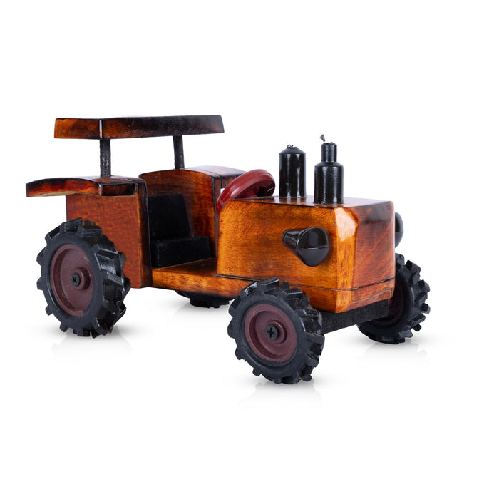 Wooden Toy Tractor - 5 x 7.5 Inches | Wooden Tractor Toy / Push Toy for Kids & Table Decor