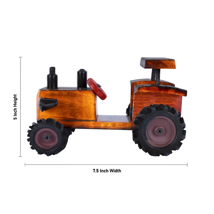 Wooden Toy Tractor - 5 x 7.5 Inches | Wooden Tractor Toy / Push Toy for Kids & Table Decor