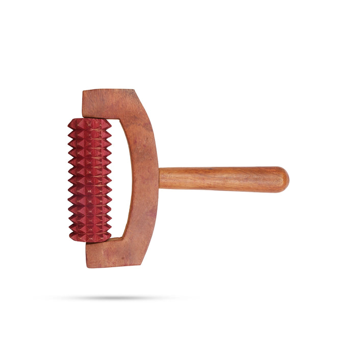Hand Massager With Handle - 7 x 6 Inches | Hand Roller/ Wooden Massager for Pain Relief - Massage Accessories