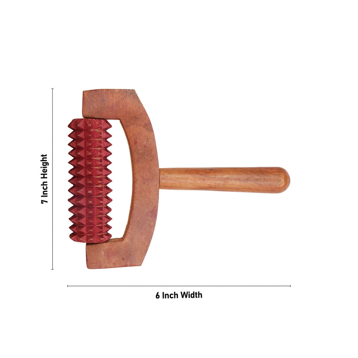Hand Massager With Handle - 7 x 6 Inches | Hand Roller/ Wooden Massager for Pain Relief - Massage Accessories