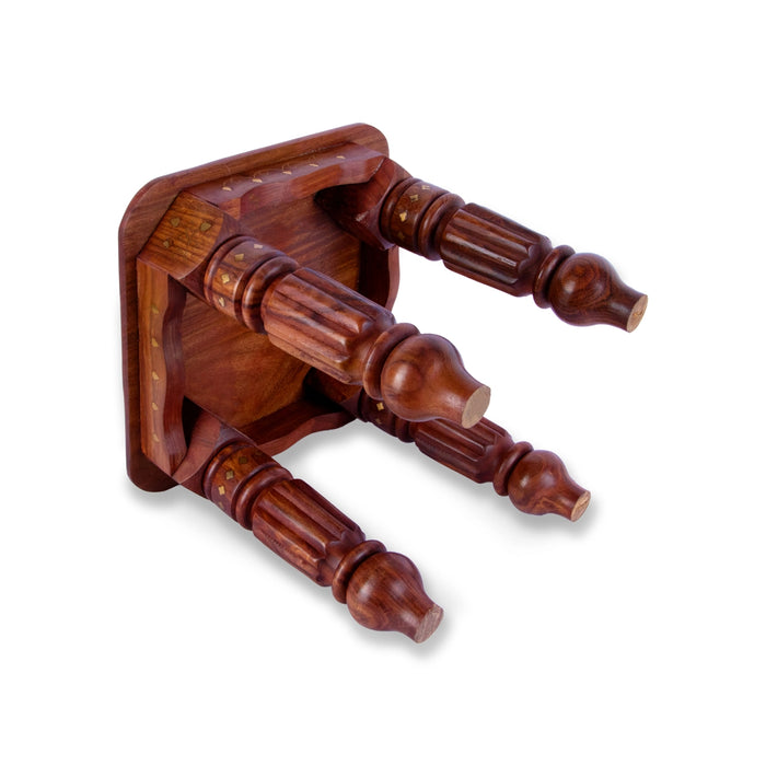 Kashmiri Brass work Stool - 12 x 12 Inches | Wooden Mukkali / Decorative Stool / Manai for Pooja