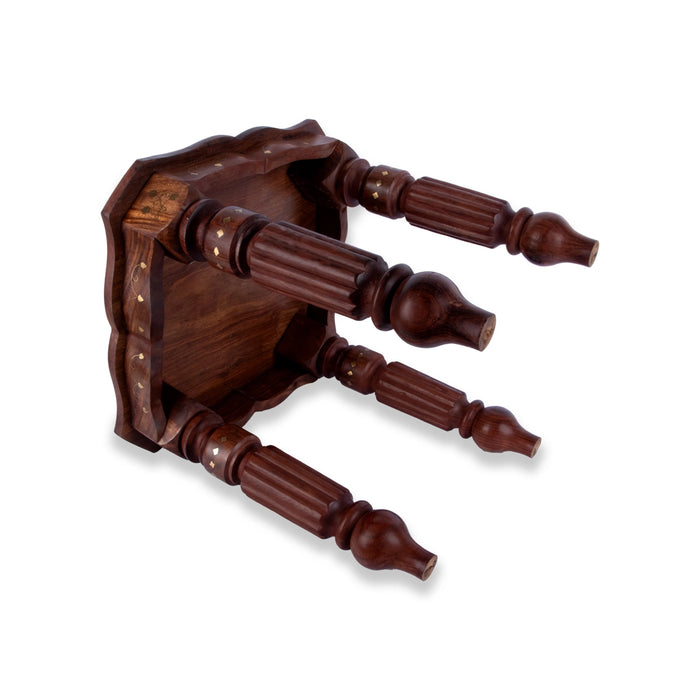 Kashmiri Brass work Stool - 15 x 15 Inches | Wooden Mukkali / Decorative Stool / Manai for Pooja