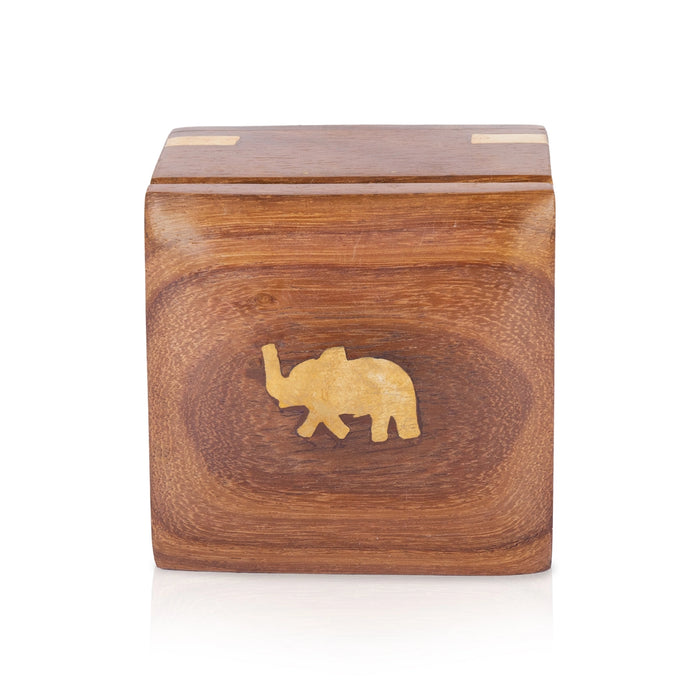 Jewel Box - 2 x 2.5 Inches | Elephant Inlaid Design Storage Box/ Wooden Box for Women