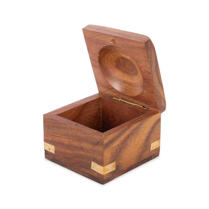 Jewel Box - 2 x 2.5 Inches | Elephant Inlaid Design Storage Box/ Wooden Box for Women